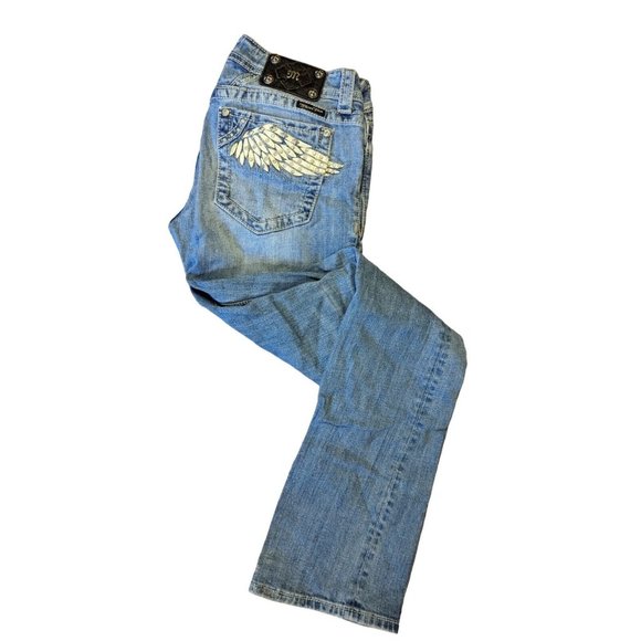 Miss Me Women's Blue Flare Bottom Light Wash Denim Jeans Size 29 - Picture 3 of 3